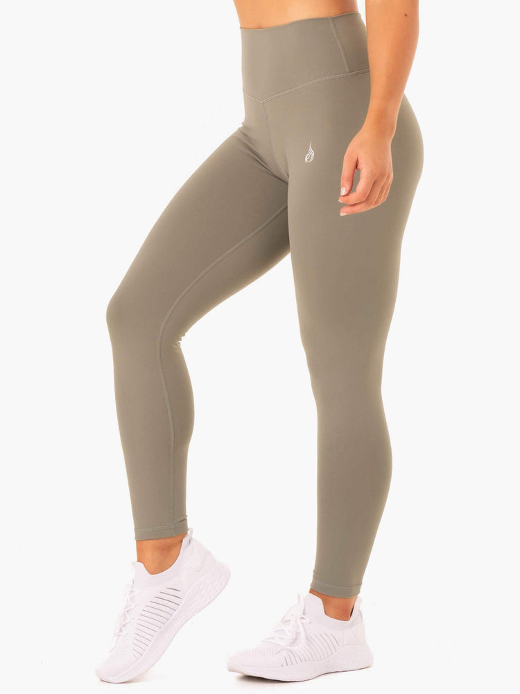 Leggins Ryderwear Base Full Length High Waisted Mujer Kaki | XZPOM1785