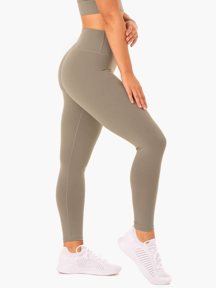 Leggins Ryderwear Base Full Length High Waisted Mujer Kaki | XZPOM1785