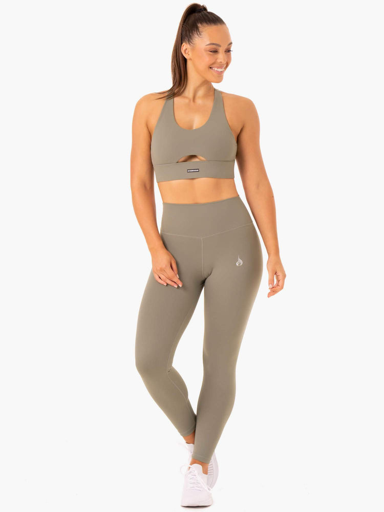 Leggins Ryderwear Base Full Length High Waisted Mujer Kaki | XZPOM1785
