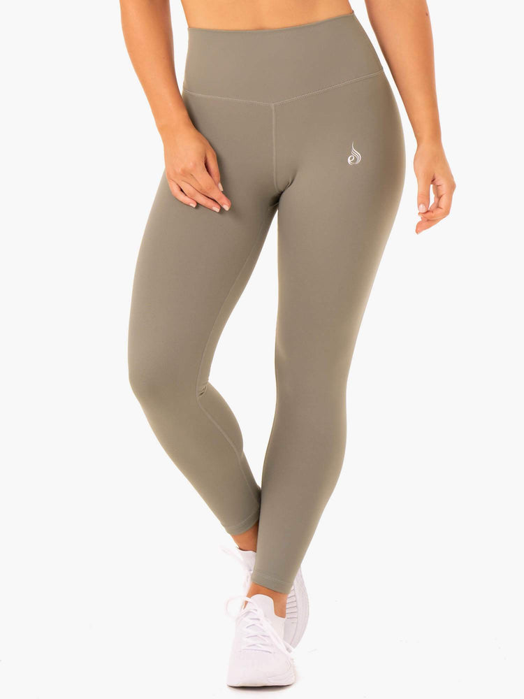Leggins Ryderwear Base Full Length High Waisted Mujer Kaki | XZPOM1785