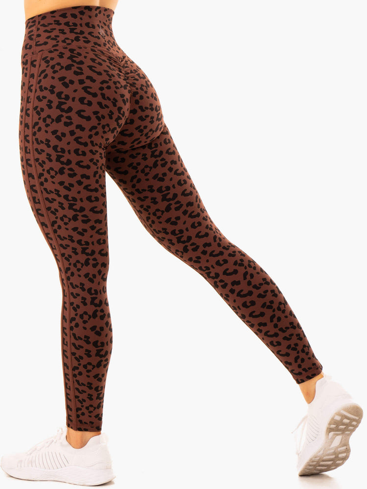 Leggins Ryderwear Evolution High Waisted Scrunch Mujer Chocolate | SVCGR3492