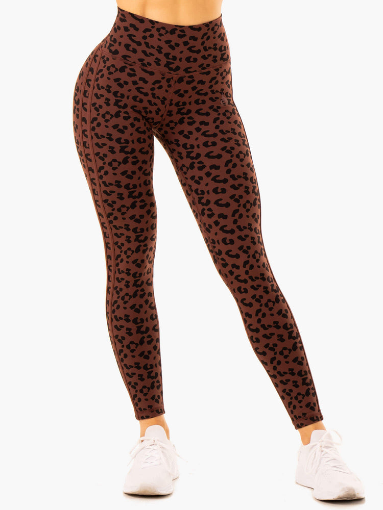 Leggins Ryderwear Evolution High Waisted Scrunch Mujer Chocolate | SVCGR3492