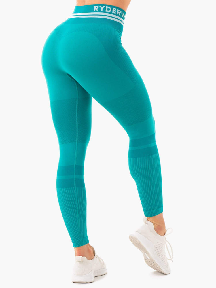 Leggins Ryderwear Freestyle Seamless High Waisted Mujer Turquesa | MGSQO3208