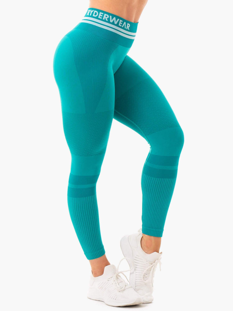 Leggins Ryderwear Freestyle Seamless High Waisted Mujer Turquesa | MGSQO3208