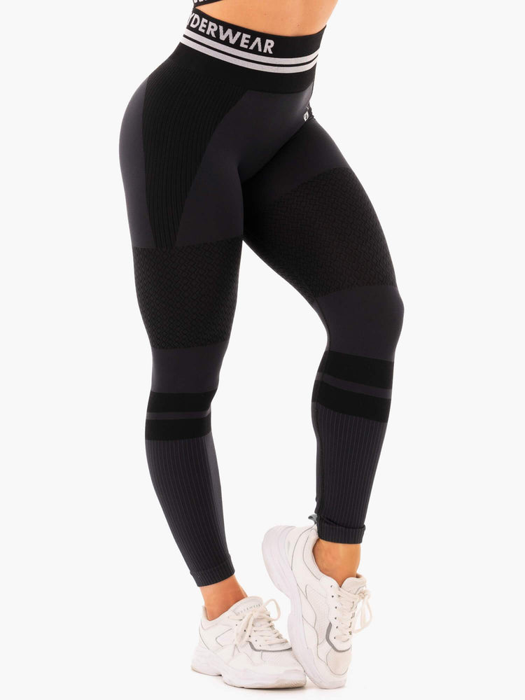 Leggins Ryderwear Freestyle Seamless High Waisted Mujer Negros | PZREF0491