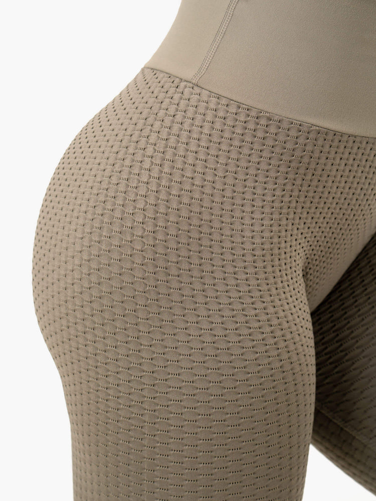Leggins Ryderwear Honeycomb Scrunch Seamless Mujer Kaki | OMPYD8462