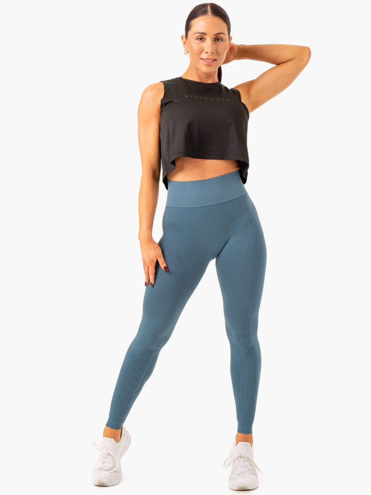 Leggins Ryderwear Honeycomb Scrunch Seamless Mujer Azules | SCVWR7254