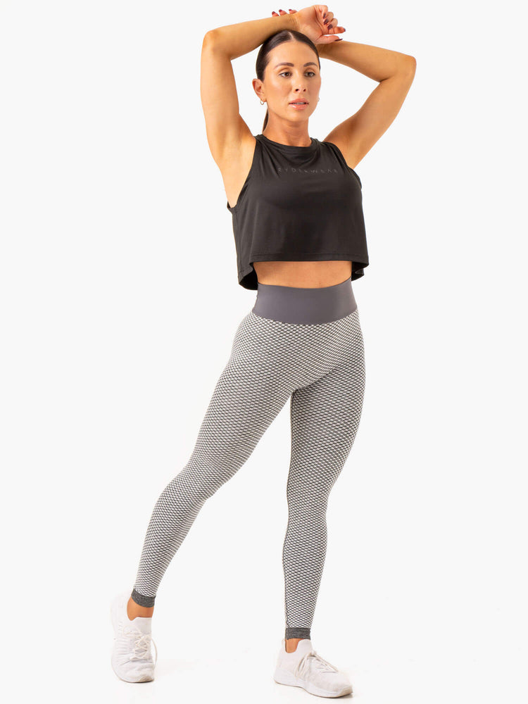 Leggins Ryderwear Honeycomb Scrunch Seamless Mujer Grises | ZVSXU2318