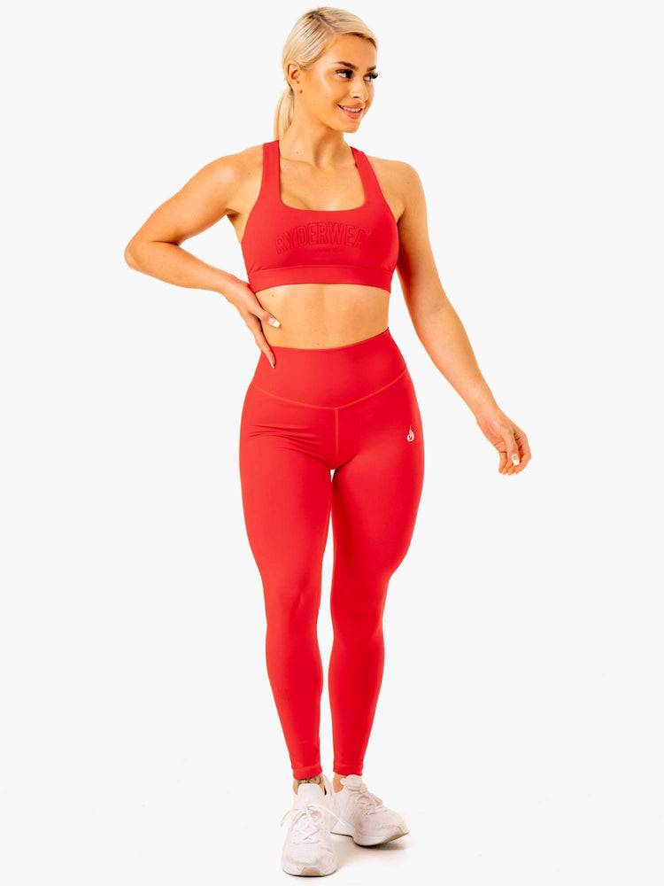 Leggins Ryderwear Knockout High Waisted Scrunch Mujer Rojos | EVWJY9651