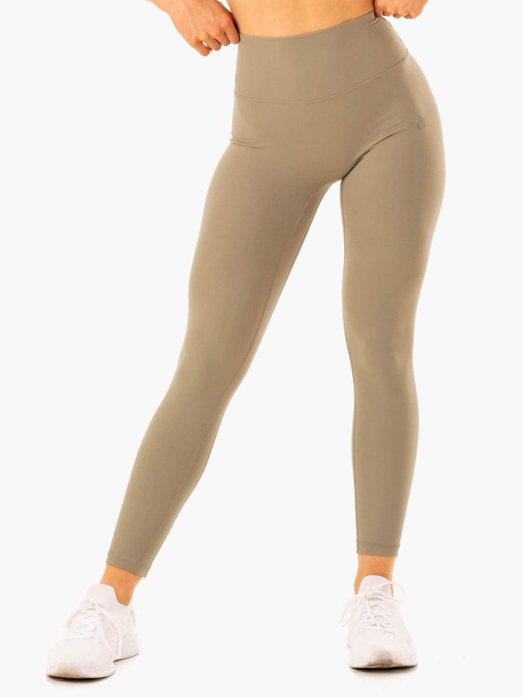Leggins Ryderwear Nkd Refine High Waisted Mujer Kaki | VJZDE6539
