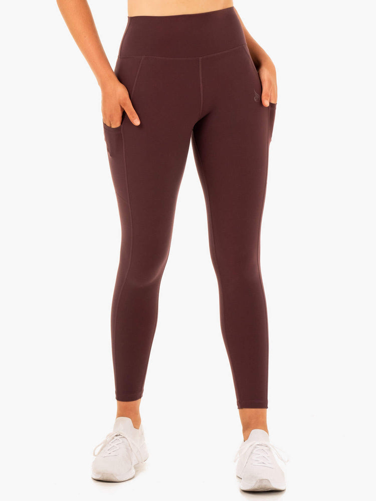 Leggins Ryderwear Reset High Waisted Pocket Mujer Chocolate | FDHNR2805