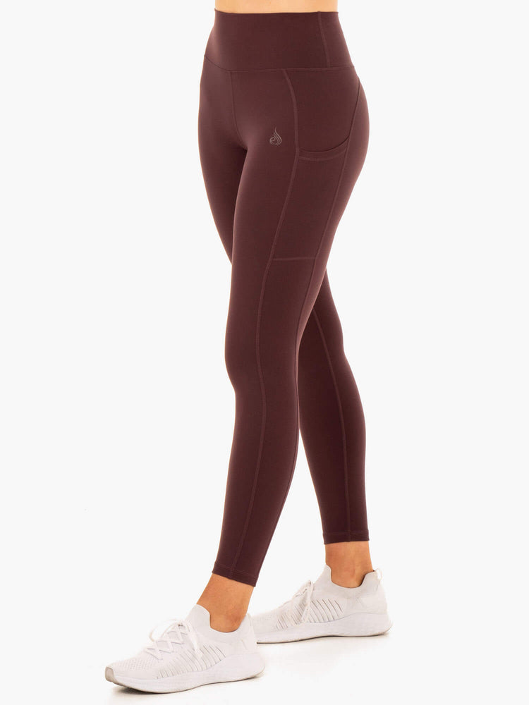 Leggins Ryderwear Reset High Waisted Pocket Mujer Chocolate | FDHNR2805