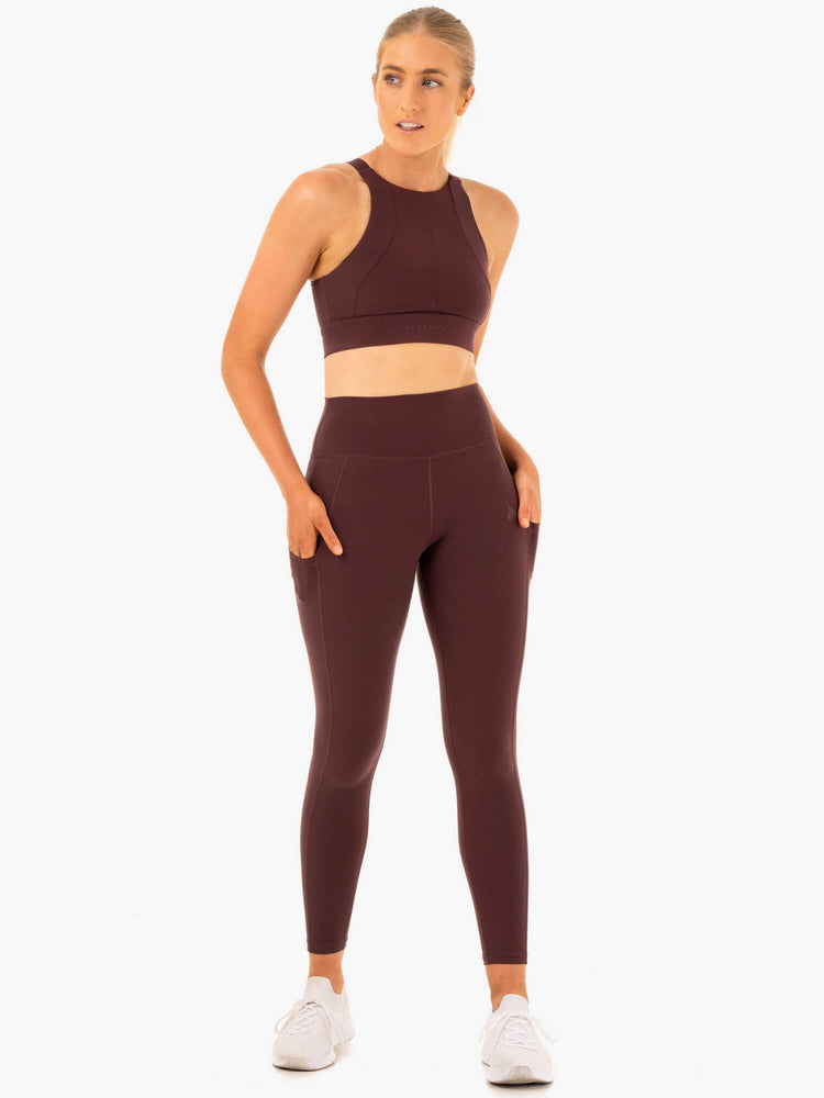 Leggins Ryderwear Reset High Waisted Pocket Mujer Chocolate | FDHNR2805