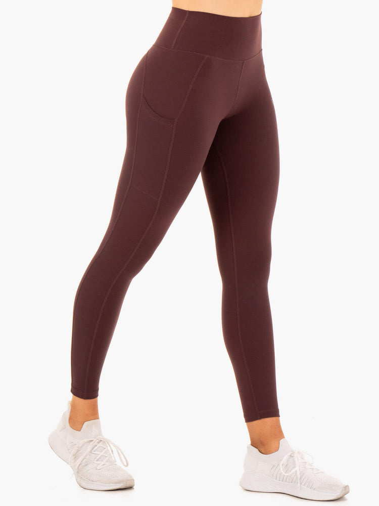 Leggins Ryderwear Reset High Waisted Pocket Mujer Chocolate | FDHNR2805