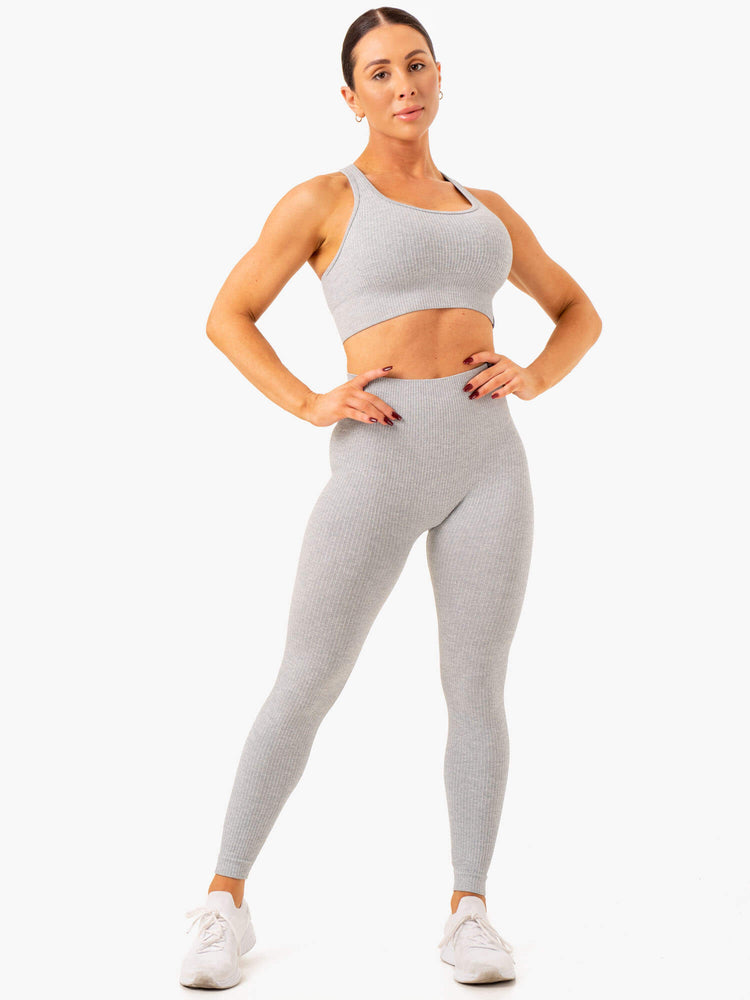 Leggins Ryderwear Rib Seamless Mujer Grises Claro | TUSAP4516