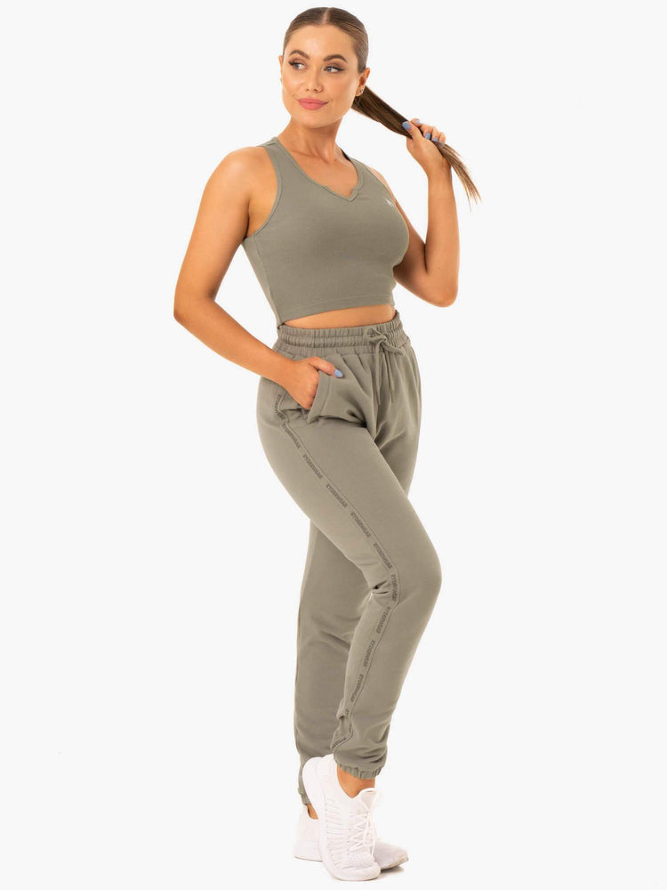 Pantalones Ryderwear Base High Waisted Pista Mujer Kaki | CERBG4795