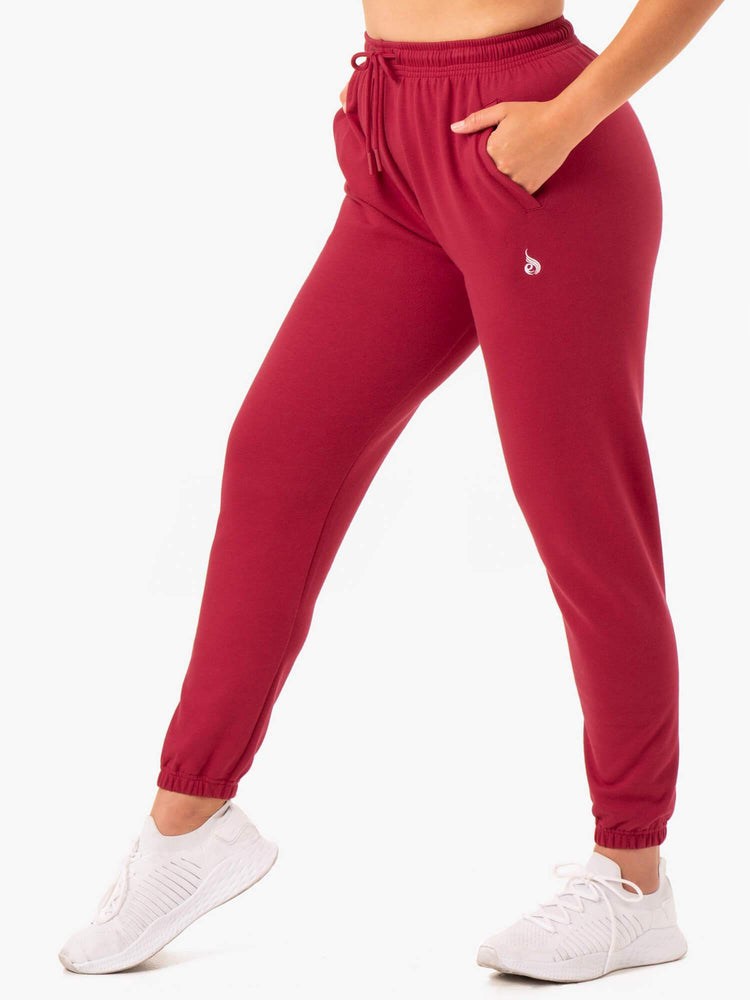 Pantalones Ryderwear Off-Duty Fleece Pista Mujer Vino | FALUE1049
