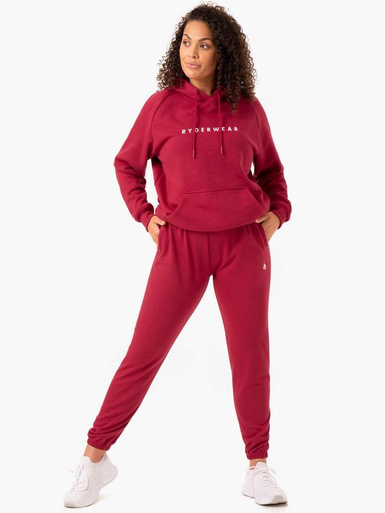 Pantalones Ryderwear Off-Duty Fleece Pista Mujer Vino | FALUE1049