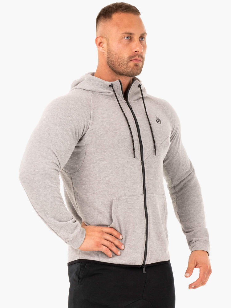 Sudadera Con Capucha Ryderwear Atléticos Zip Up Hombre Grises | CSZEB1097