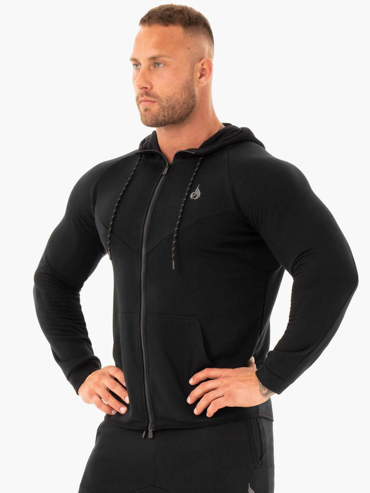 Sudadera Con Capucha Ryderwear Atléticos Zip Up Hombre Negros | FSJCE0798