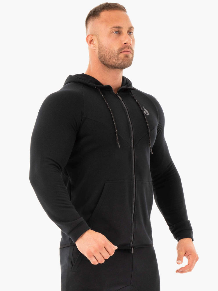 Sudadera Con Capucha Ryderwear Atléticos Zip Up Hombre Negros | FSJCE0798