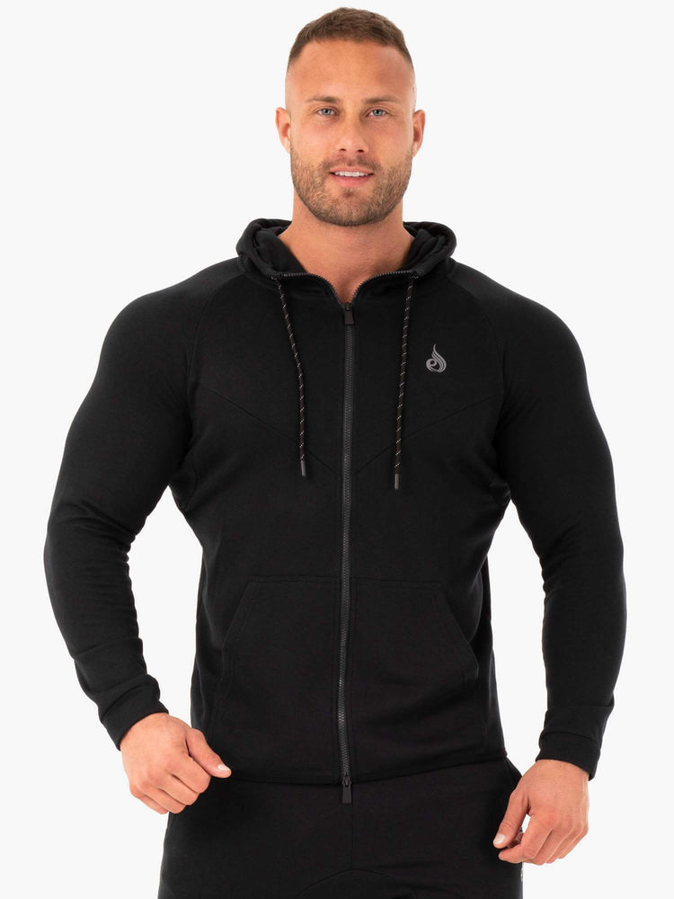 Sudadera Con Capucha Ryderwear Atléticos Zip Up Hombre Negros | FSJCE0798