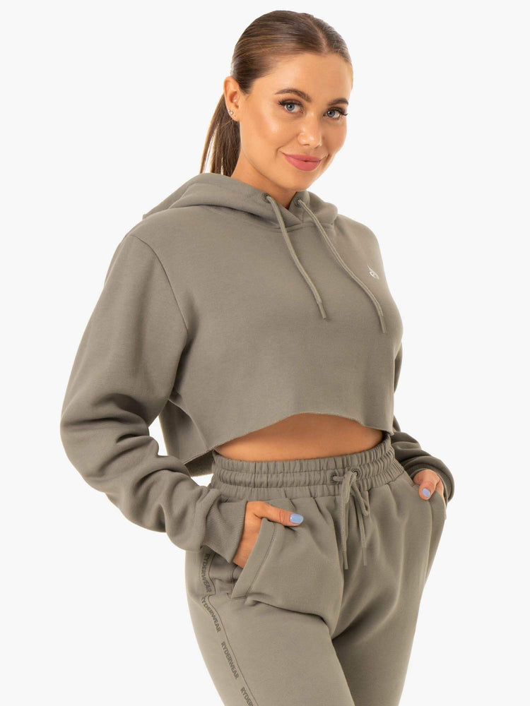 Sudadera Con Capucha Ryderwear Base Pullover Mujer Kaki | PBHEU7891