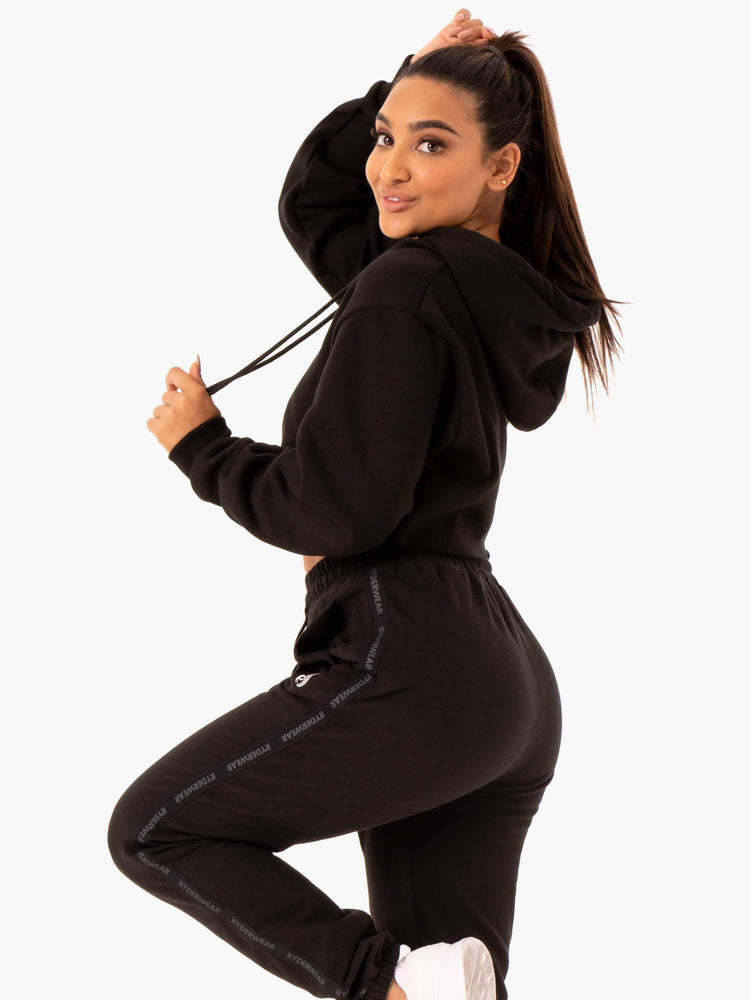 Sudadera Con Capucha Ryderwear Base Pullover Mujer Negros | QKEUX8354