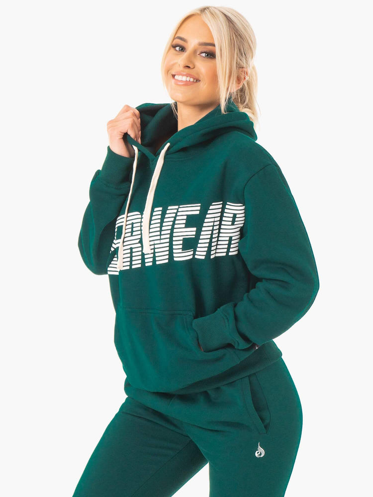 Sudadera Con Capucha Ryderwear Block Oversized Mujer Verdes | IRFEJ2047