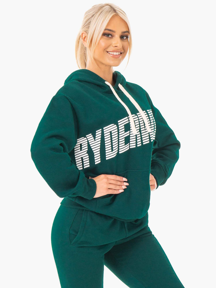 Sudadera Con Capucha Ryderwear Block Oversized Mujer Verdes | IRFEJ2047