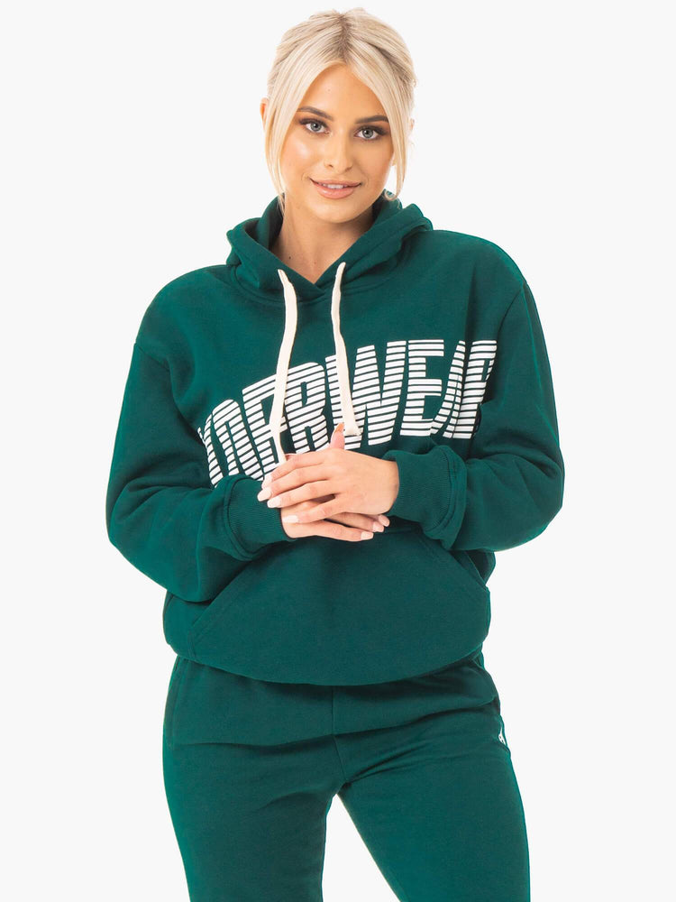 Sudadera Con Capucha Ryderwear Block Oversized Mujer Verdes | IRFEJ2047