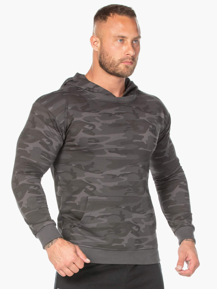 Sudadera Con Capucha Ryderwear Camo Pullover Hombre Negros | UTFLG5704