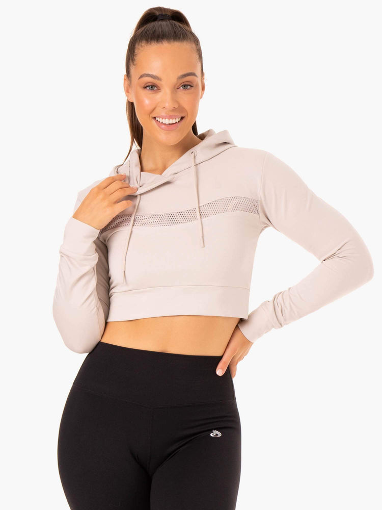 Sudadera Con Capucha Ryderwear Híbrido Fitted Mujer Blancos | FQPNJ7085