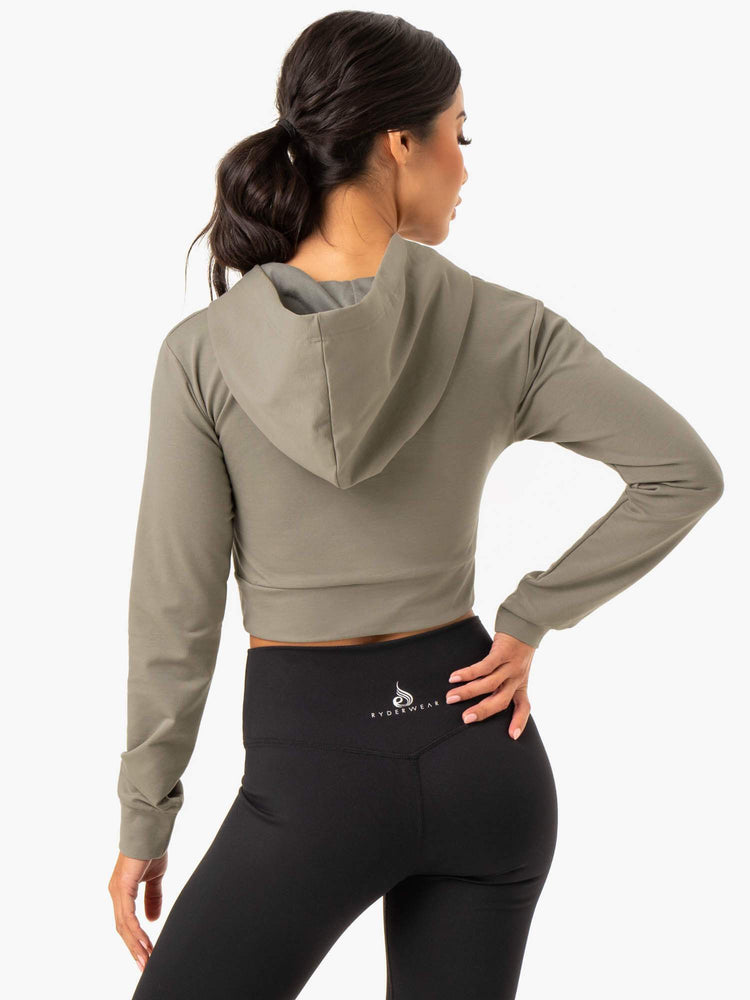 Sudadera Con Capucha Ryderwear Híbrido Fitted Mujer Kaki | SHYJM0283