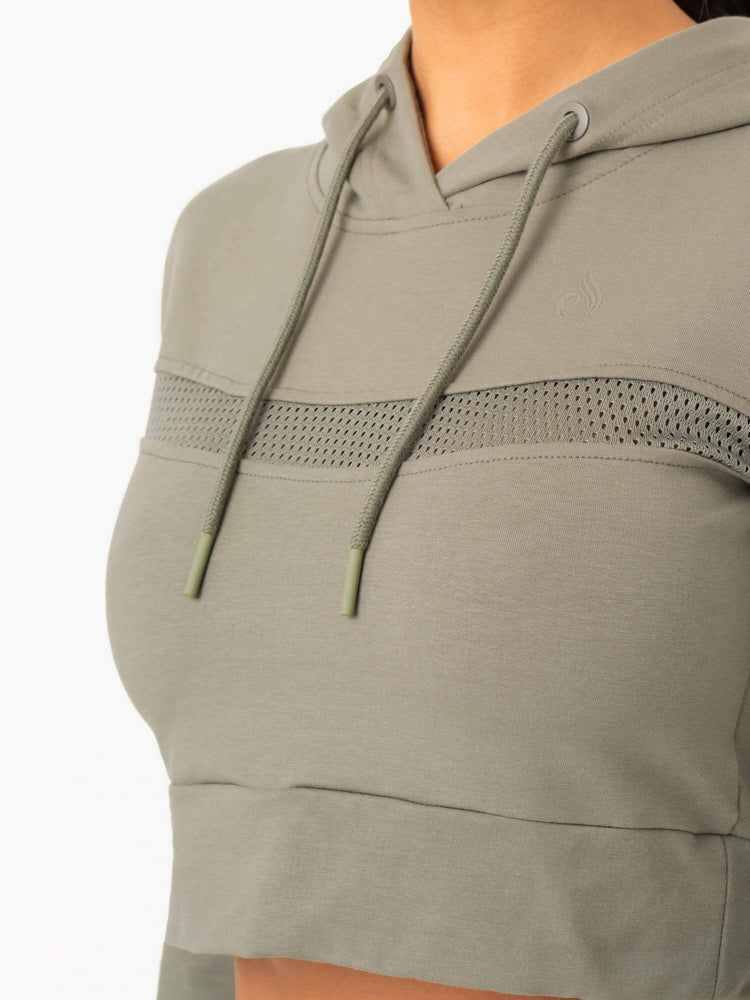Sudadera Con Capucha Ryderwear Híbrido Fitted Mujer Kaki | SHYJM0283