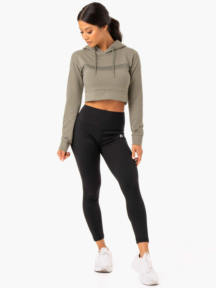Sudadera Con Capucha Ryderwear Híbrido Fitted Mujer Kaki | SHYJM0283