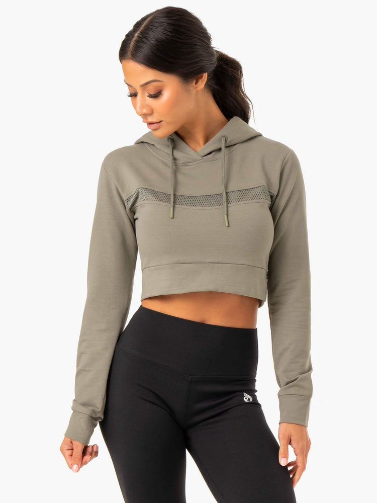 Sudadera Con Capucha Ryderwear Híbrido Fitted Mujer Kaki | SHYJM0283