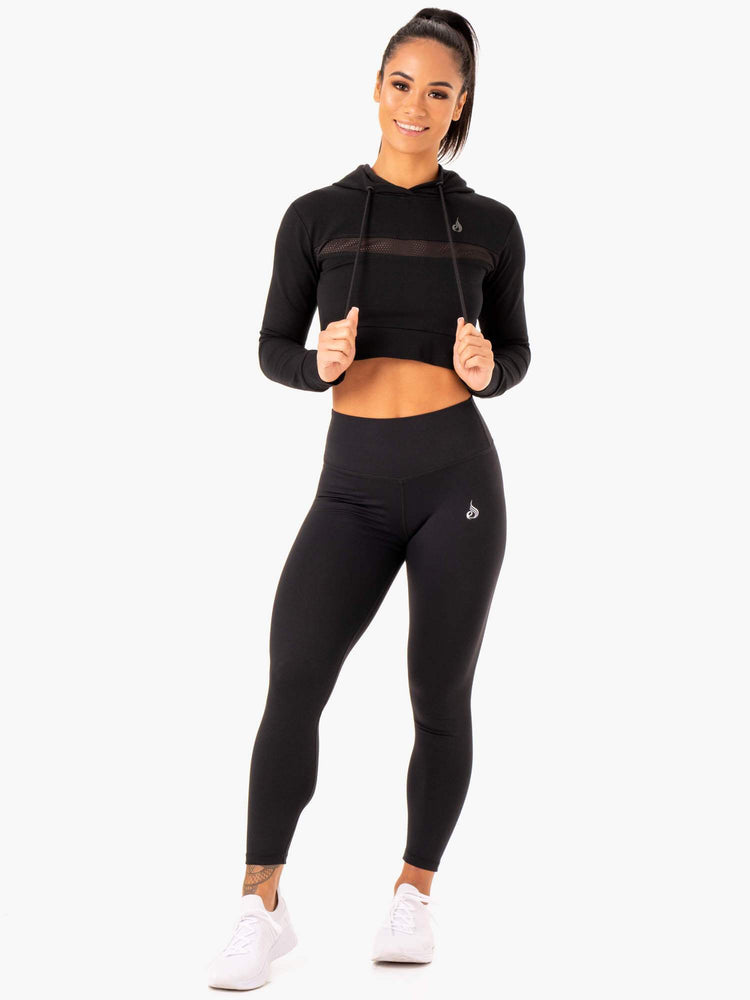 Sudadera Con Capucha Ryderwear Híbrido Fitted Mujer Negros | WMAKP8263
