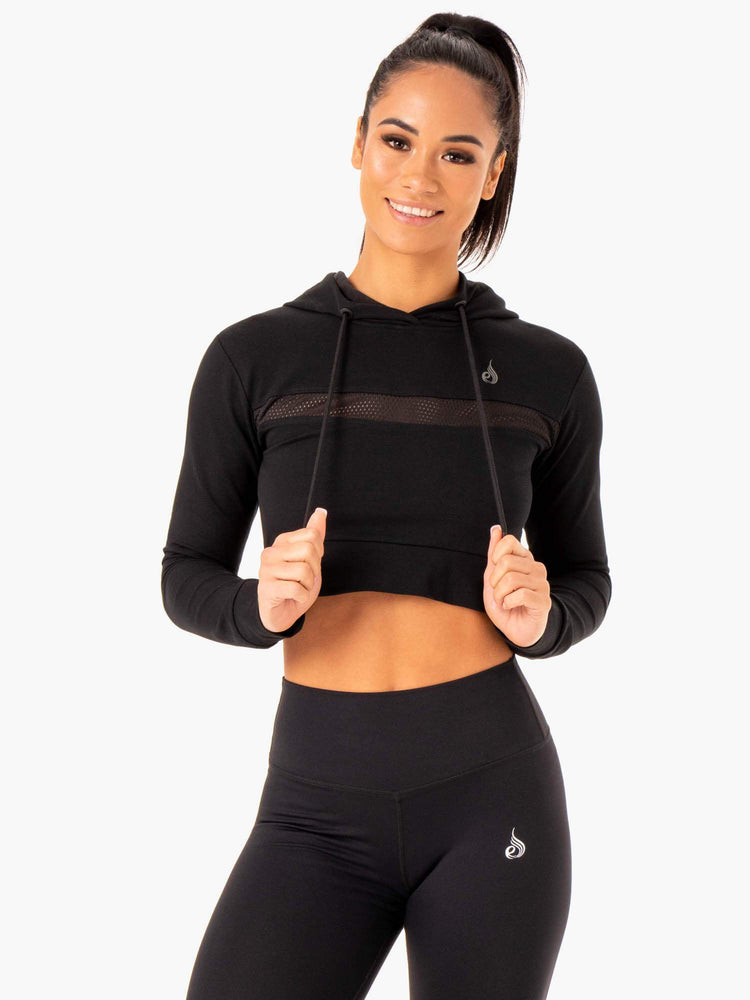 Sudadera Con Capucha Ryderwear Híbrido Fitted Mujer Negros | WMAKP8263