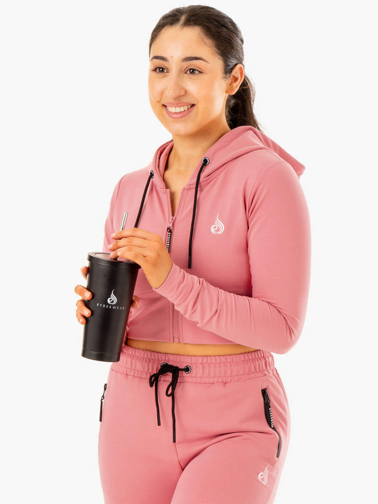 Sudadera Con Capucha Ryderwear Luxe Cropped Zip Mujer Rosas | YZQSA0753