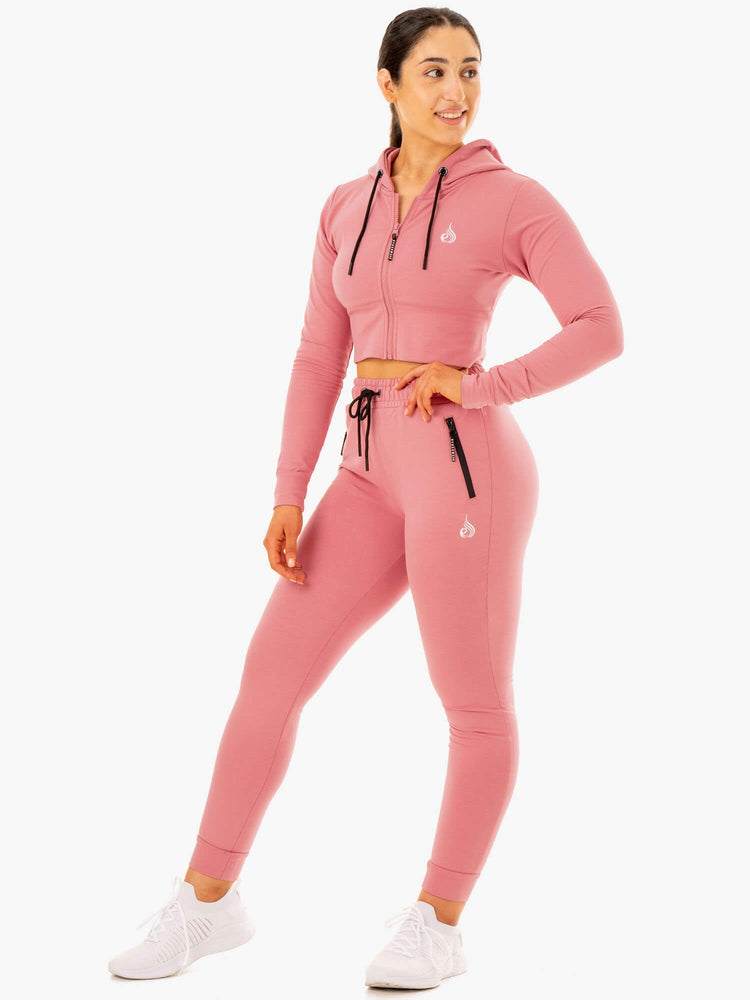 Sudadera Con Capucha Ryderwear Luxe Cropped Zip Mujer Rosas | YZQSA0753