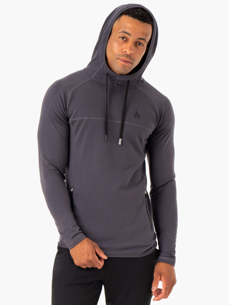 Sudadera Con Capucha Ryderwear Optimal Pullover Hombre Grises | UKCBT5810