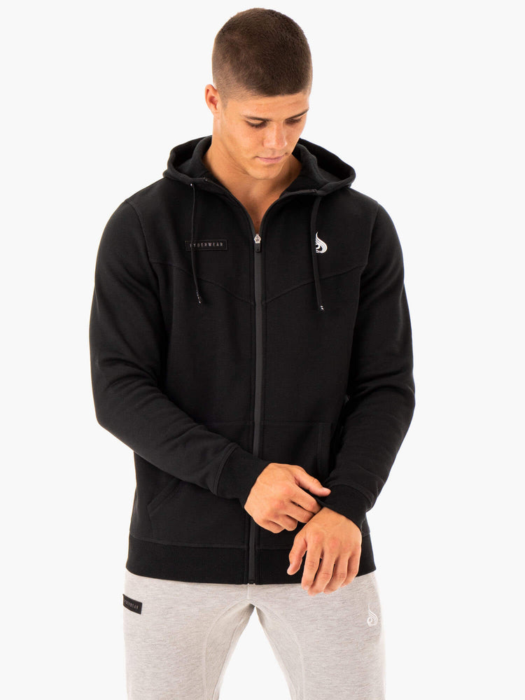 Sudadera Con Capucha Ryderwear Recharge Zip Up Hombre Negros | EBRHI2176