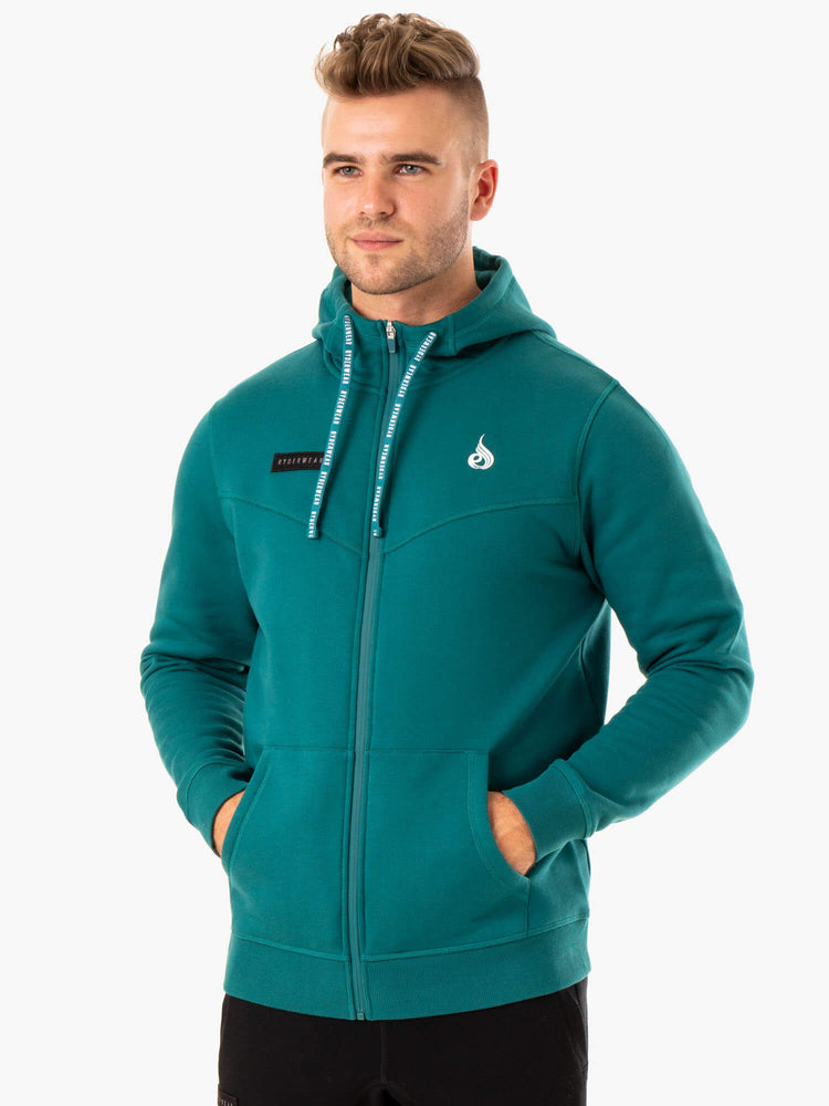 Sudadera Con Capucha Ryderwear Recharge Zip Up Hombre Turquesa | ICSOK1453