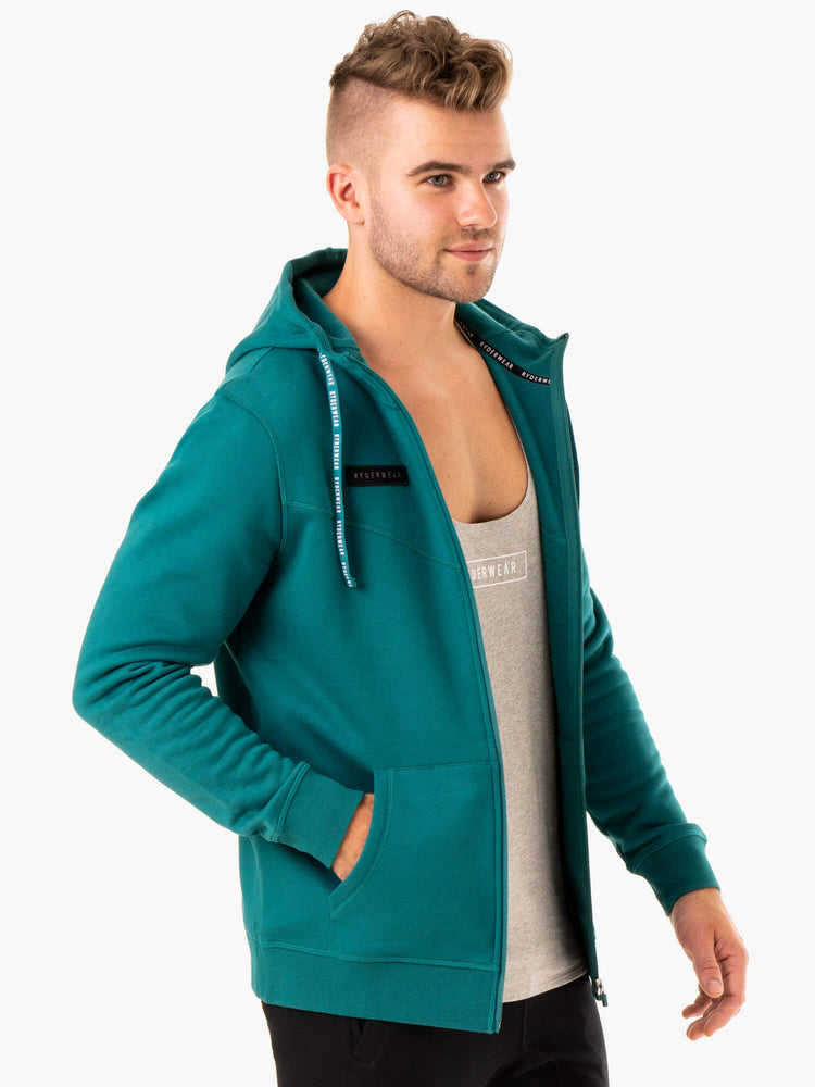 Sudadera Con Capucha Ryderwear Recharge Zip Up Hombre Turquesa | ICSOK1453