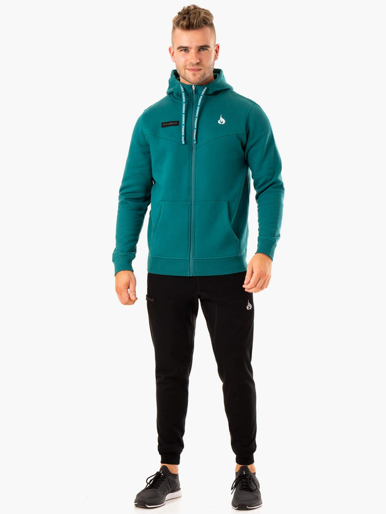 Sudadera Con Capucha Ryderwear Recharge Zip Up Hombre Turquesa | ICSOK1453