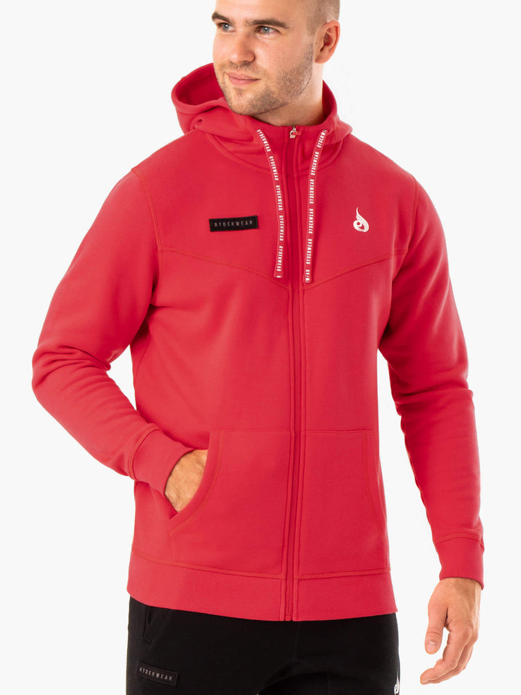 Sudadera Con Capucha Ryderwear Recharge Zip Up Hombre Rojos | TWFHO8570