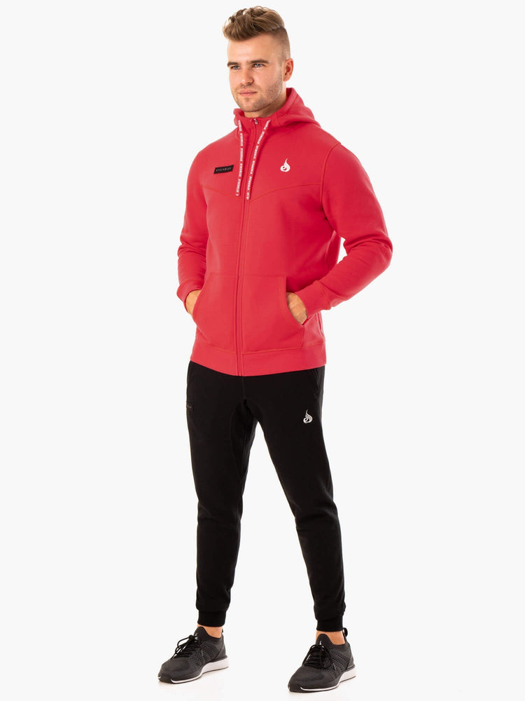 Sudadera Con Capucha Ryderwear Recharge Zip Up Hombre Rojos | TWFHO8570