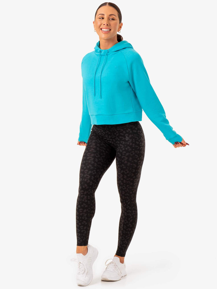 Sudadera Con Capucha Ryderwear Ultra Pullover Mujer Turquesa | WRFSA3486