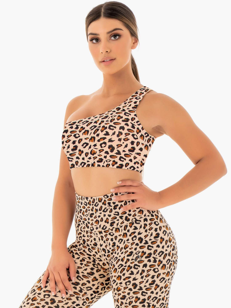 Sujetadores Deportivos Ryderwear Adapt One Shoulder Mujer Leopardo | EGVBH8956